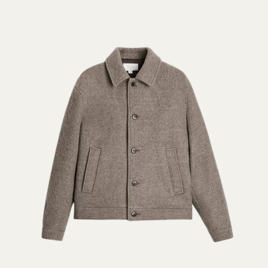 Men's Wool Winter Jacket Taupe - Fashinoza