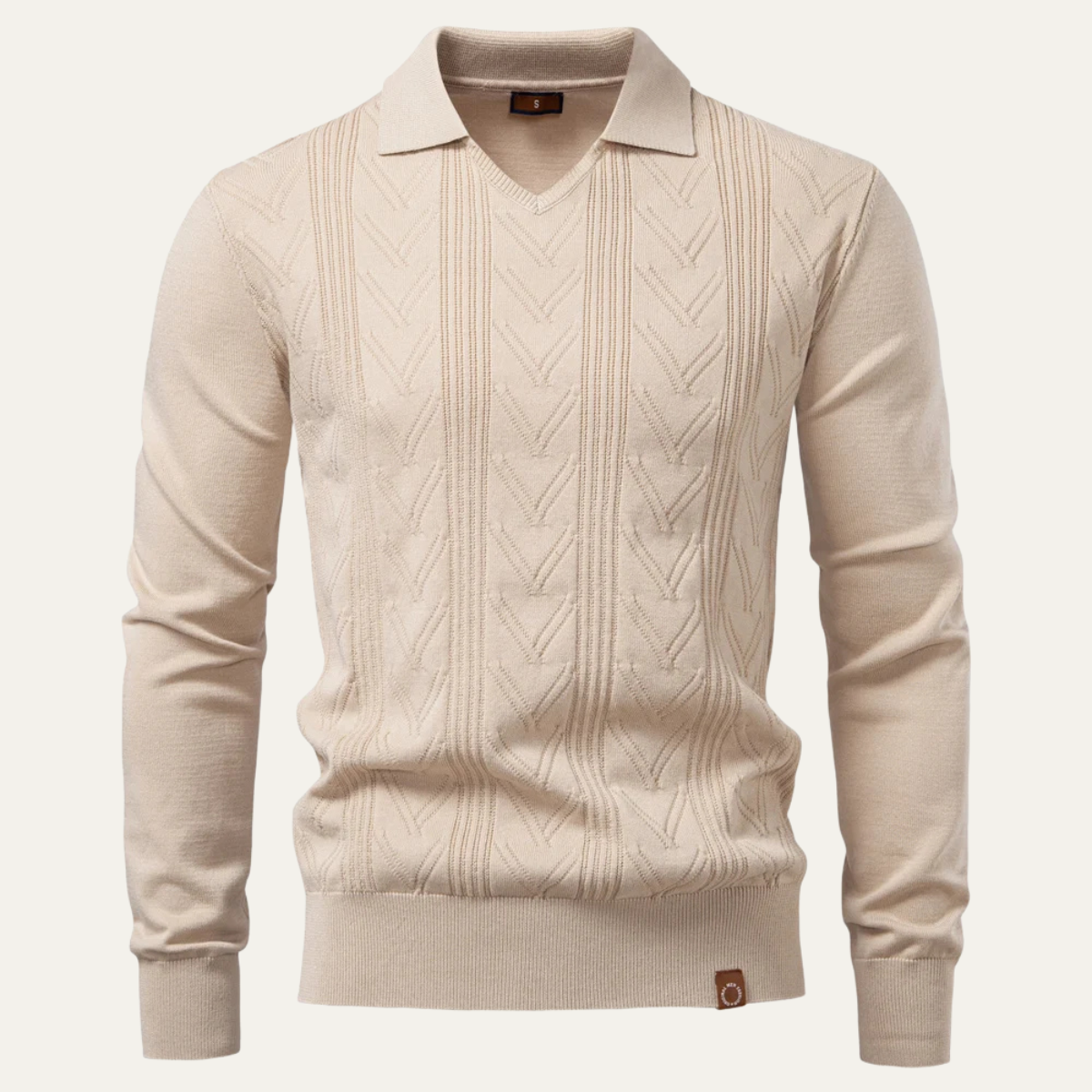 Men's Slim Fit V Neck Knitted Polo Sweater - Fashinoza