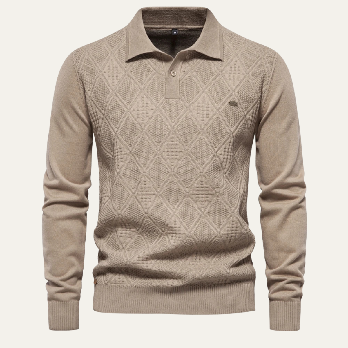 Men's Diamond Pattern Polo Sweater Knit