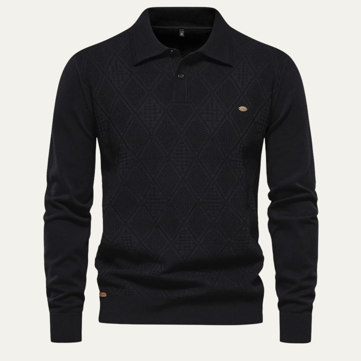 Men's Diamond Pattern Polo Sweater Knit
