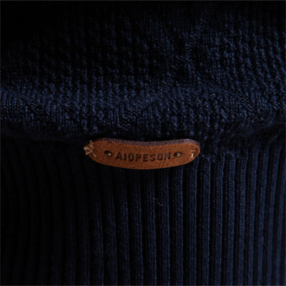 Men's Diamond Pattern Polo Sweater Knit