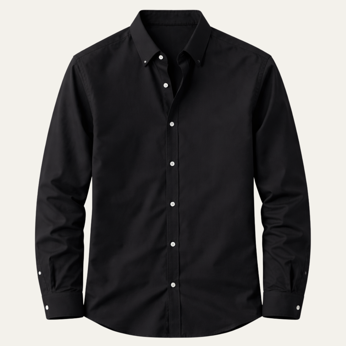 Men's Button Up Shirt Italian Collar Black Cotton - Fashinoza