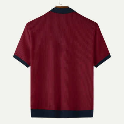 Monferrato Men's Knit Polo Shirt Patchwork Design