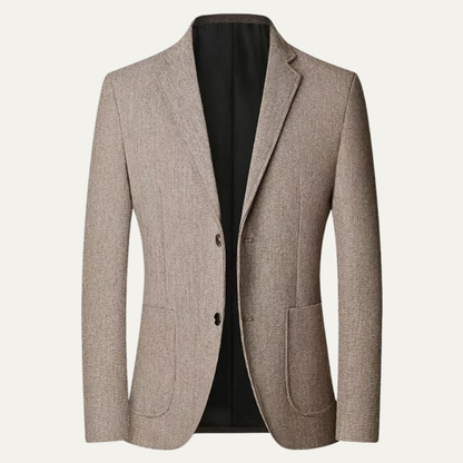 Men's Single Breasted Blazer Smart Casual Wool Navy - Fashinoza