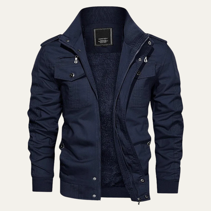Mens Thermal Military Jacket Fleece Lined Zip Up