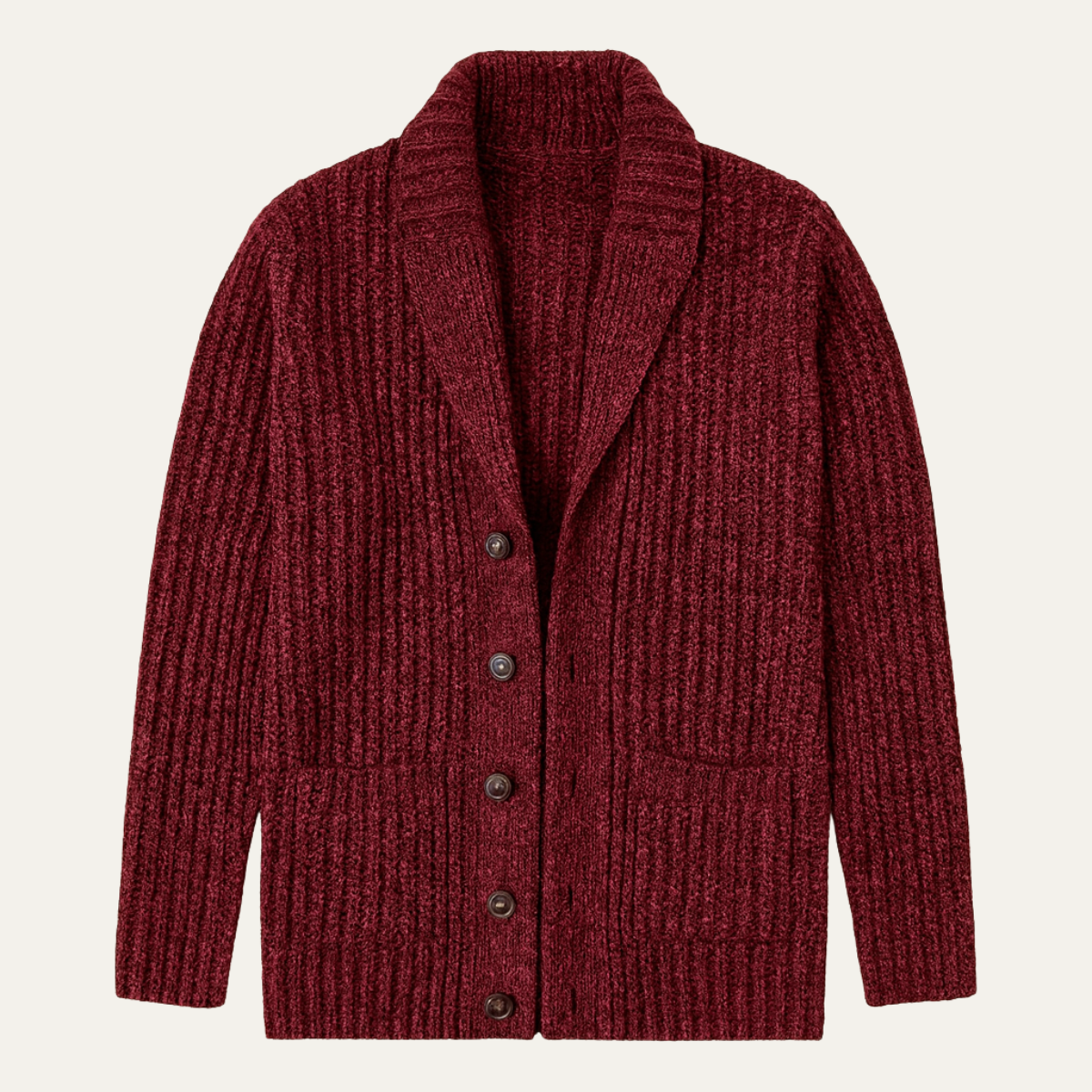 Men's Chunky Knit Cardigan Shawl Collar - Fashinoza