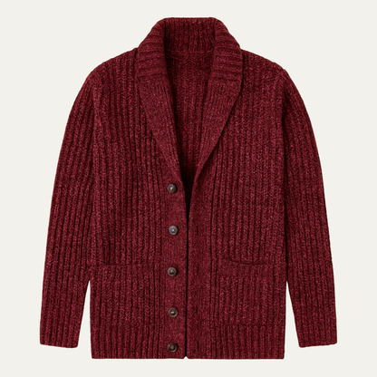 Men's Chunky Knit Cardigan Shawl Collar - Fashinoza