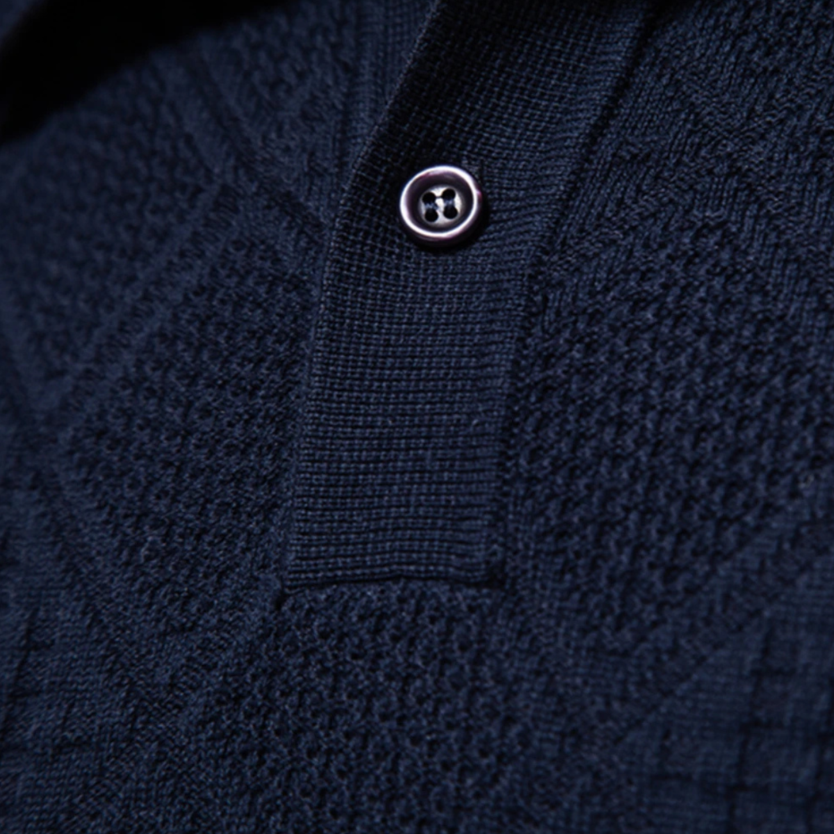 Men's Diamond Pattern Polo Sweater Knit