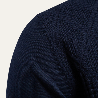 Men's Diamond Pattern Polo Sweater Knit