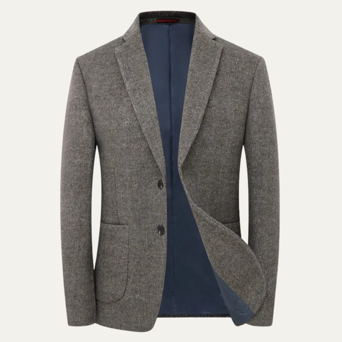 Men's Wool Blend Business Jacket Single Breasted Navy - Fashinoza