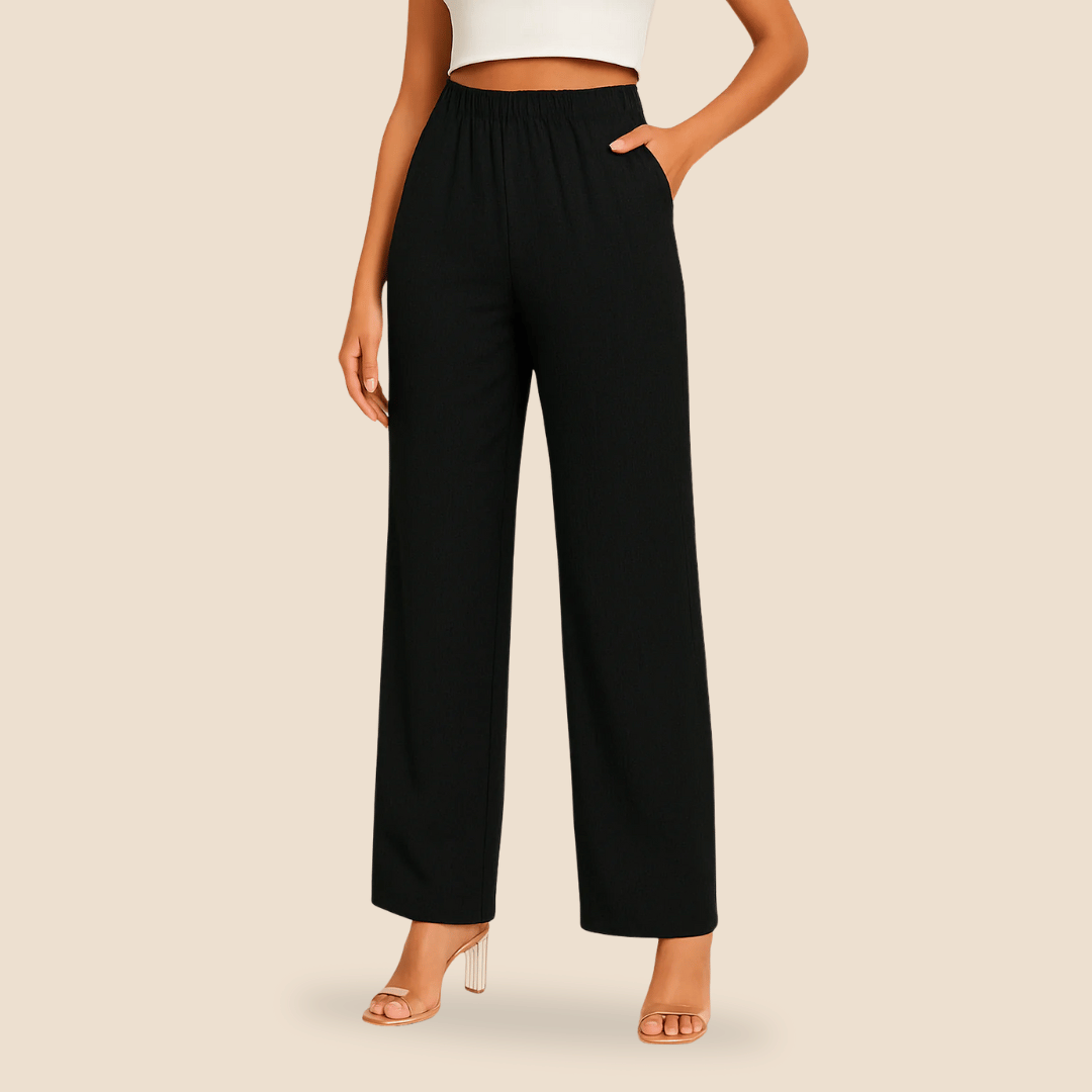 Women's Straight Leg Trousers Elastic Waist - Fashinoza