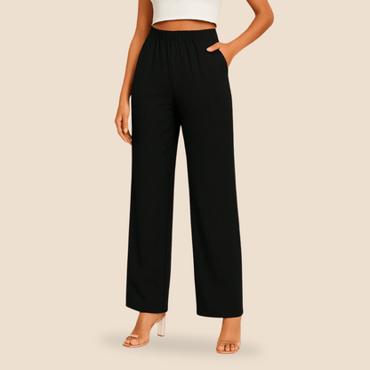 Women's Straight Leg Trousers Elastic Waist - Fashinoza