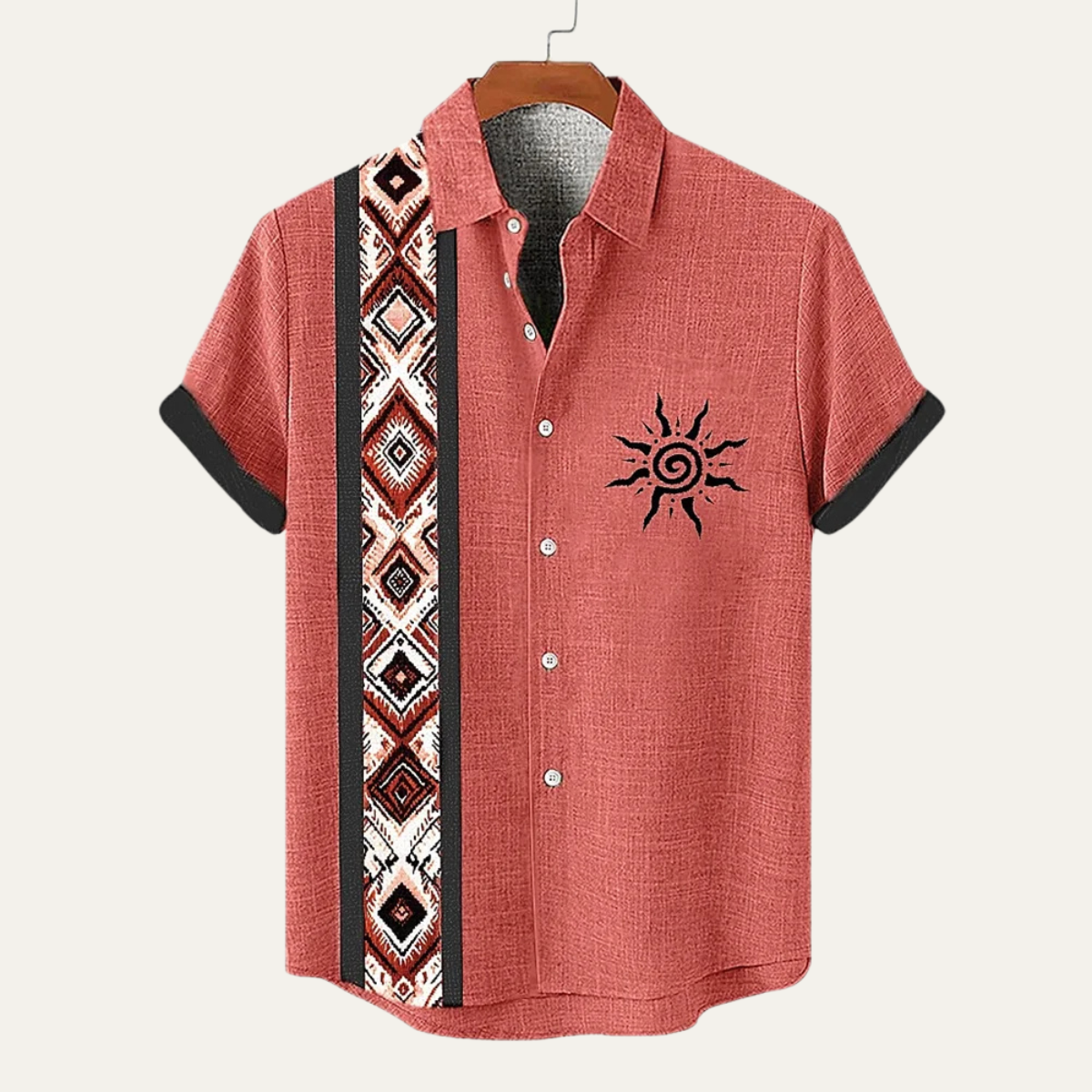 Lucca Men's Linen Button Down Shirt Patchwork