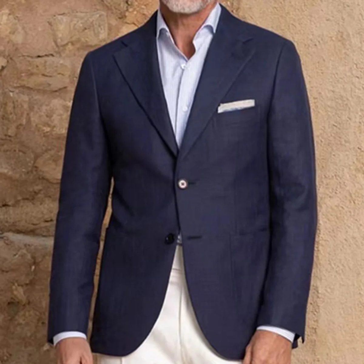 Men's Navy Blue Slim Fit Blazer Suit Set