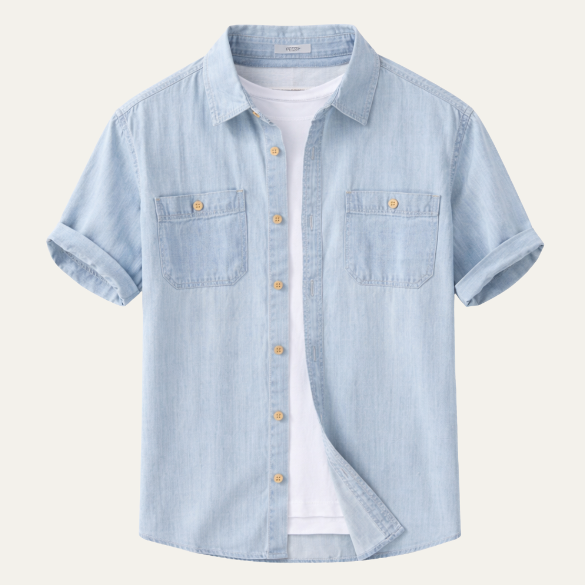 Men's Denim Cotton Shirt Blue - Fashinoza