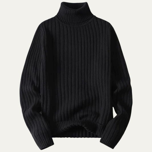 Men's Wool Turtleneck Sweater Ribbed Knit - Fashinoza
