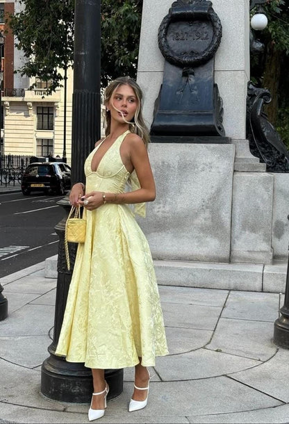 Women's Embellished V-Neck Wedding Guest Dress