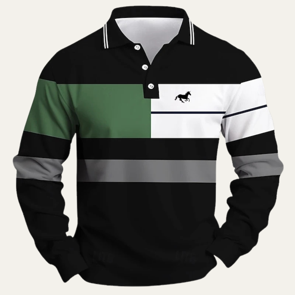Dolomiti Men's Striped Polo Shirt Long Sleeve Color Block - Fashinoza