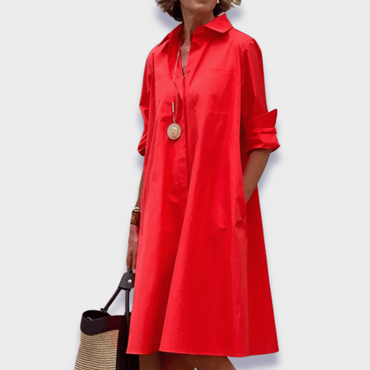 Women's Color Block Mini Dress Long Sleeves - Fashinoza