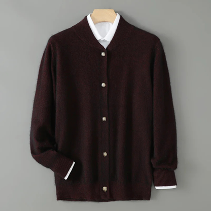 Men's Cashmere Cardigan Stand Collar Beige