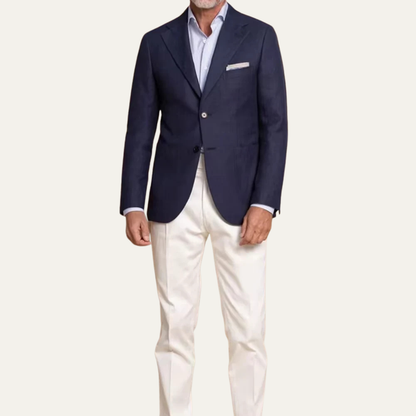 Men's Navy Blue Slim Fit Blazer Suit Set