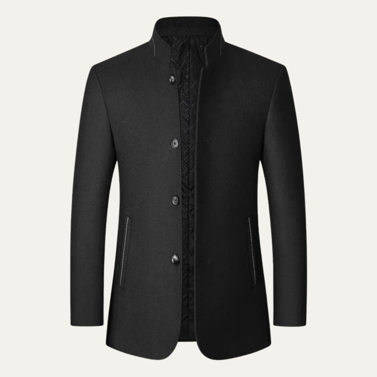 Brescia Men's Wool Winter Coat Stand Collar - Fashinoza