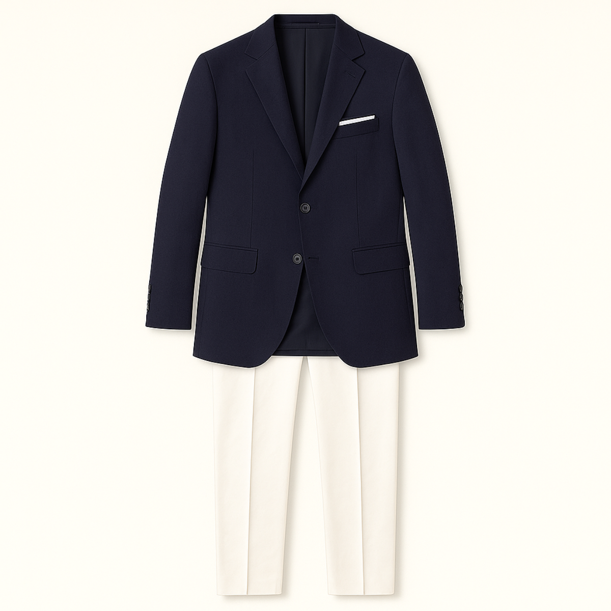 Men's Navy Blue Slim Fit Blazer Suit Set - Fashinoza