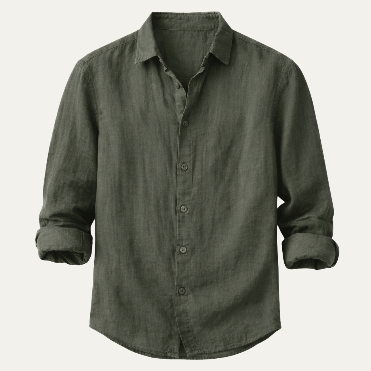 Men's Linen Blend Button Down Shirt Lightweight Beige - Fashinoza