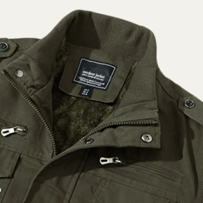 Mens Thermal Military Jacket Fleece Lined Zip Up
