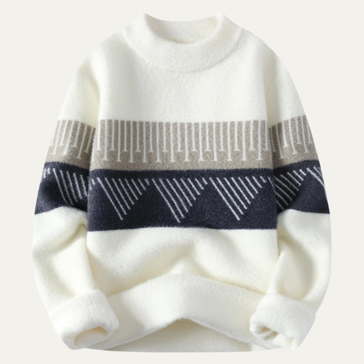 Men's Pattern Sweater Warm White - Fashinoza