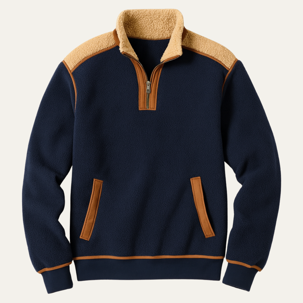 Men's Vintage Fleece Sherpa Quarter Zip Jacket - Fashinoza