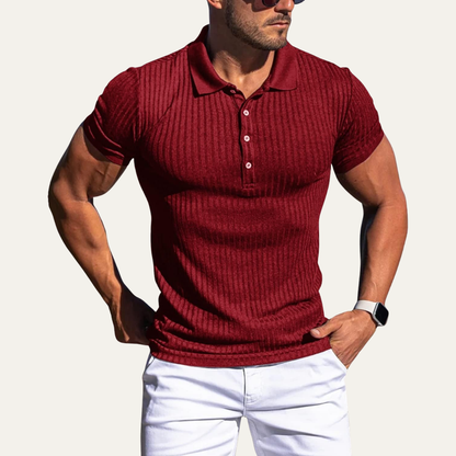 Men's Stretch Polo Shirt Ribbed Summer