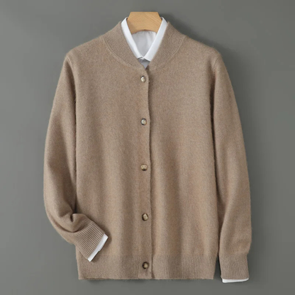 Men's Cashmere Cardigan Stand Collar Beige
