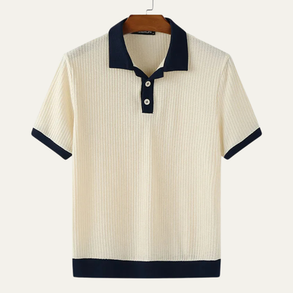 Monferrato Men's Knit Polo Shirt Patchwork Design
