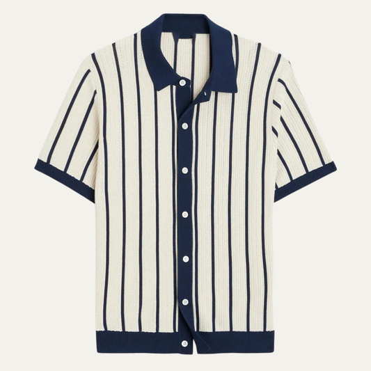 Men's Striped Polo Shirt Knit Cotton - Fashinoza