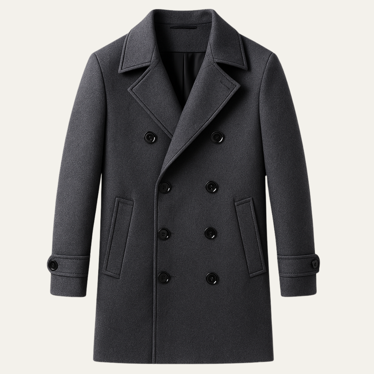Men's Double Breasted Wool Blend Trench Coat - Fashinoza