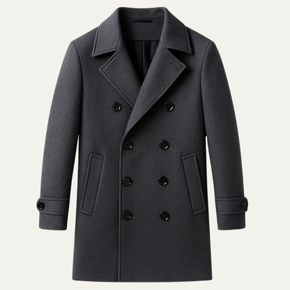 Men's Double Breasted Wool Blend Trench Coat - Fashinoza