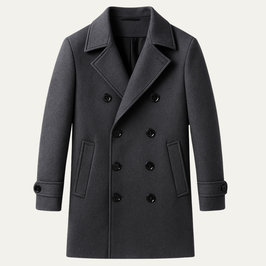 Men's Double Breasted Wool Blend Trench Coat - Fashinoza