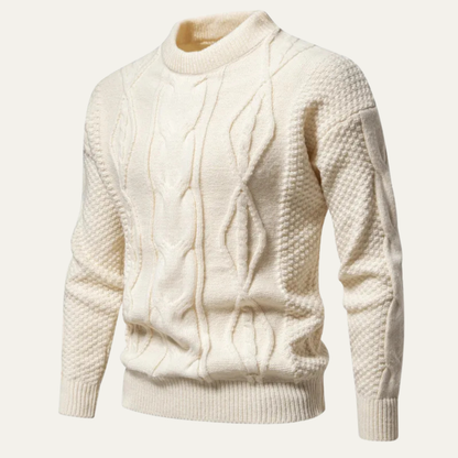 Men's Cable Knit Round Neck Sweater
