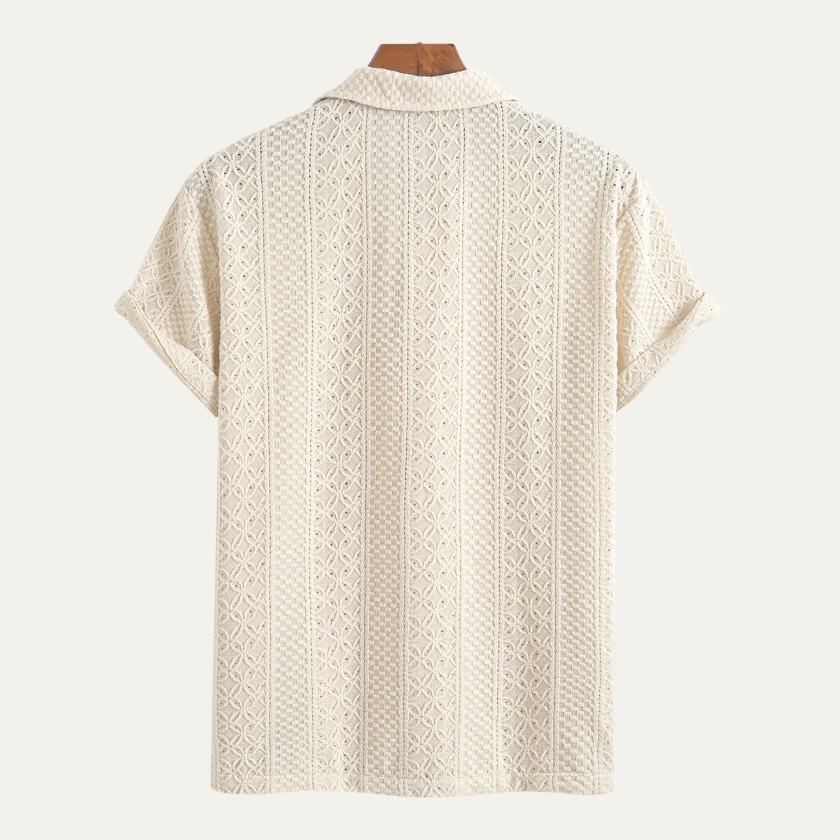 Men's Knitted Polo Shirt Jacquard Textured Navy