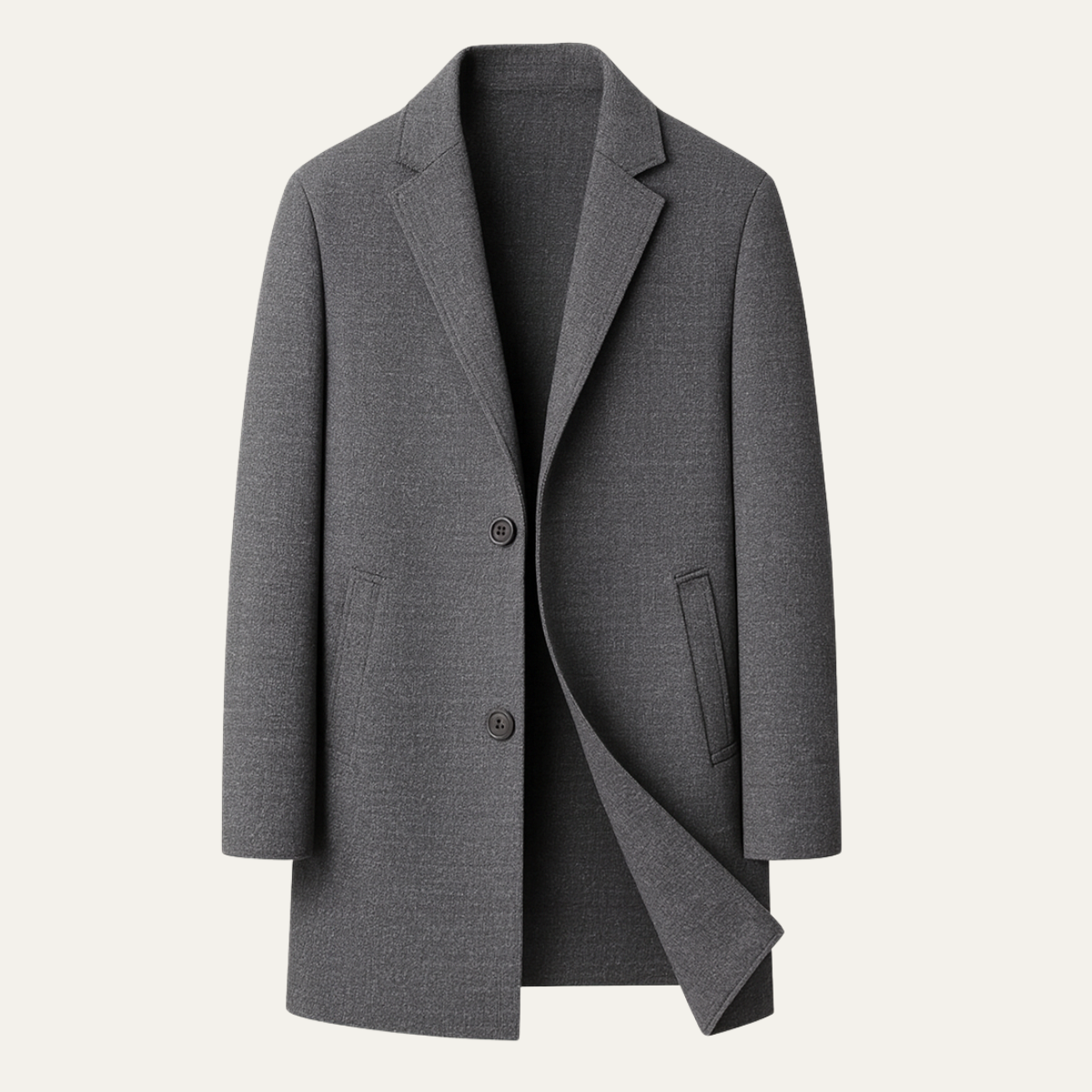Men's Reversible Wool Trench Coat Notch Lapel - Fashinoza