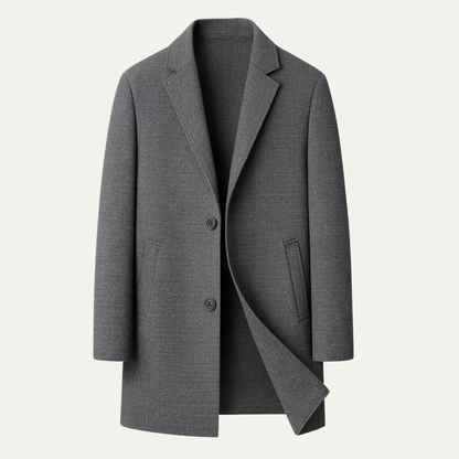 Men's Reversible Wool Trench Coat Notch Lapel - Fashinoza