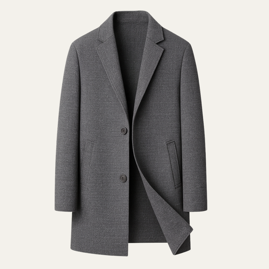 Men's Reversible Wool Trench Coat Notch Lapel - Fashinoza