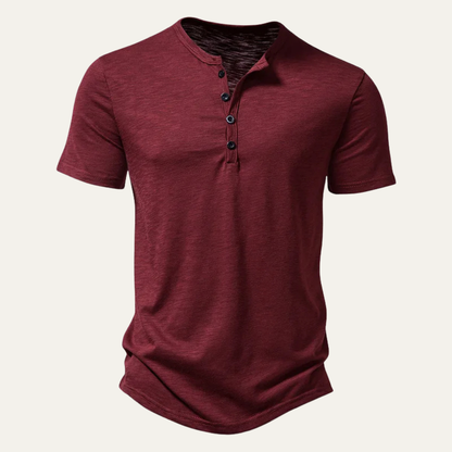 Men's Casual Henley T Shirt Cotton Short Sleeve