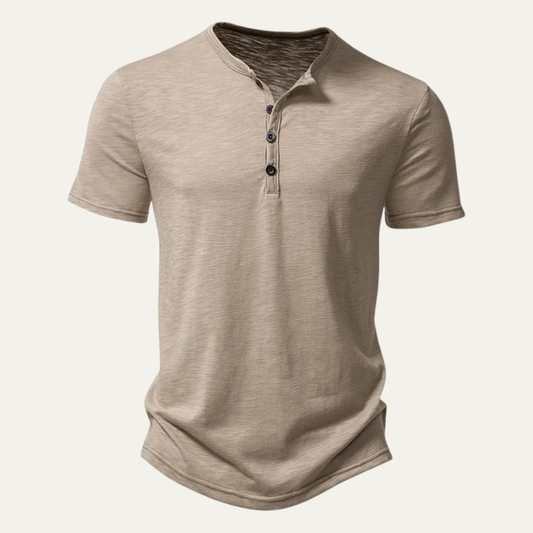 Men's Casual Henley T Shirt Cotton Short Sleeve - Fashinoza