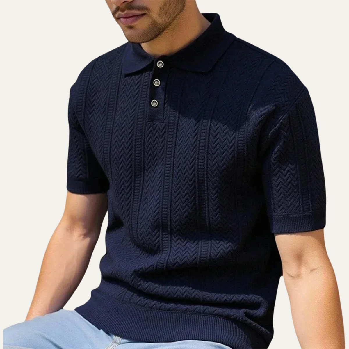 Men's Breathable Polo Shirt Knit Business Style