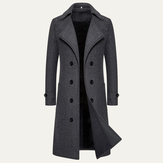 Vicenza Men's Wool Double Breasted Trench Coat - Fashinoza