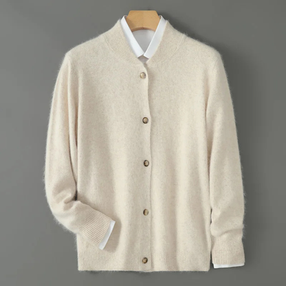 Men's Cashmere Cardigan Stand Collar Beige