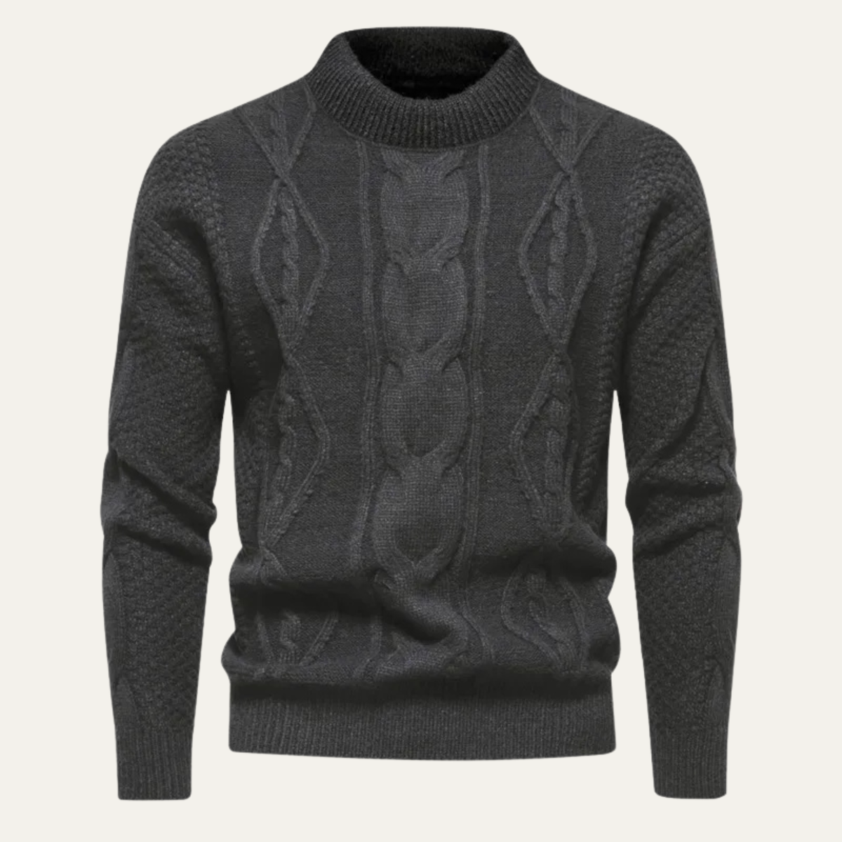 Men's Cable Knit Round Neck Sweater