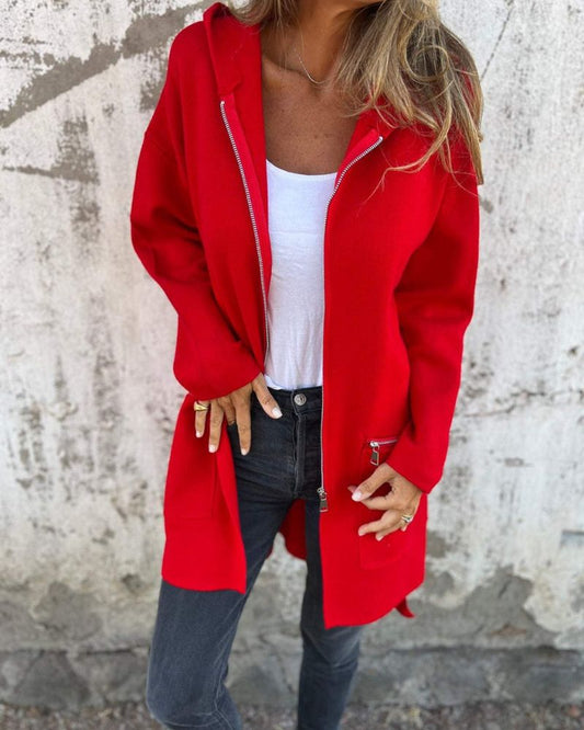Women's Long Sleeve Hooded Cardigan - Fashinoza